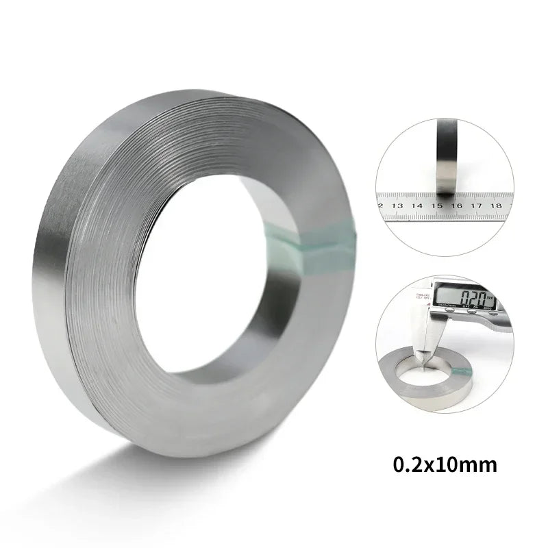 10m Roll 18650 Li-ion Battery Nickel-Plated Strip – 0.1-0.2mm Spot Welder Connector Steel Belt