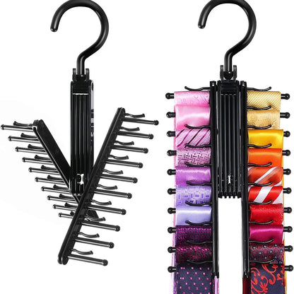 Rotating Tie & Belt Rack — Space-Saving Adjustable Holder with Non-Slip Clips for Home Storage