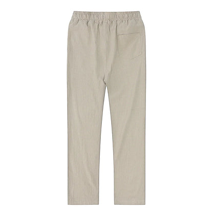 Men's Cotton Linen Pants – Breathable Solid Color Trousers for Autumn, Fitness & Streetwear, S-3XL