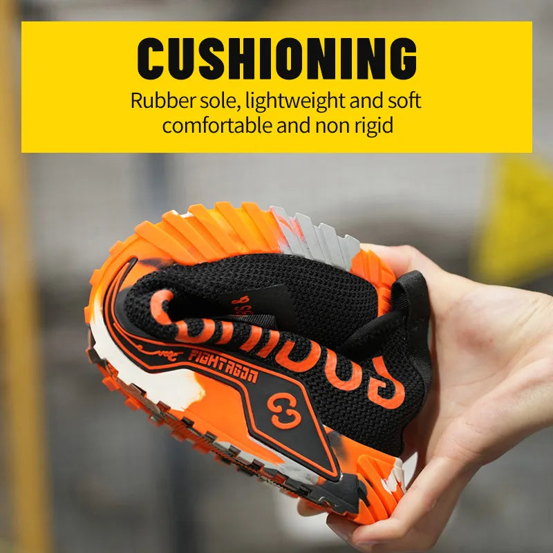 Stay Stylish and Protected with Fashion Sports Steel Toe Work Boots - Puncture-Proof Safety Shoes for Men