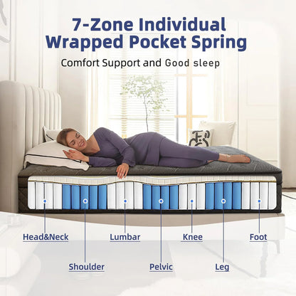 LayRoad 12-14 Inch Memory Foam Mattress - Medium-Firm Bed-in-a-Box Mattress in Twin, Full, Queen & King Sizes