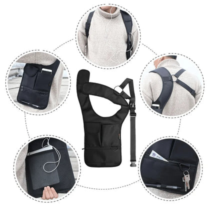 Anti-Pry Leather Underarm Organizer Bag – Men's Hidden Chest & Shoulder Wallet Tablet Card Holder