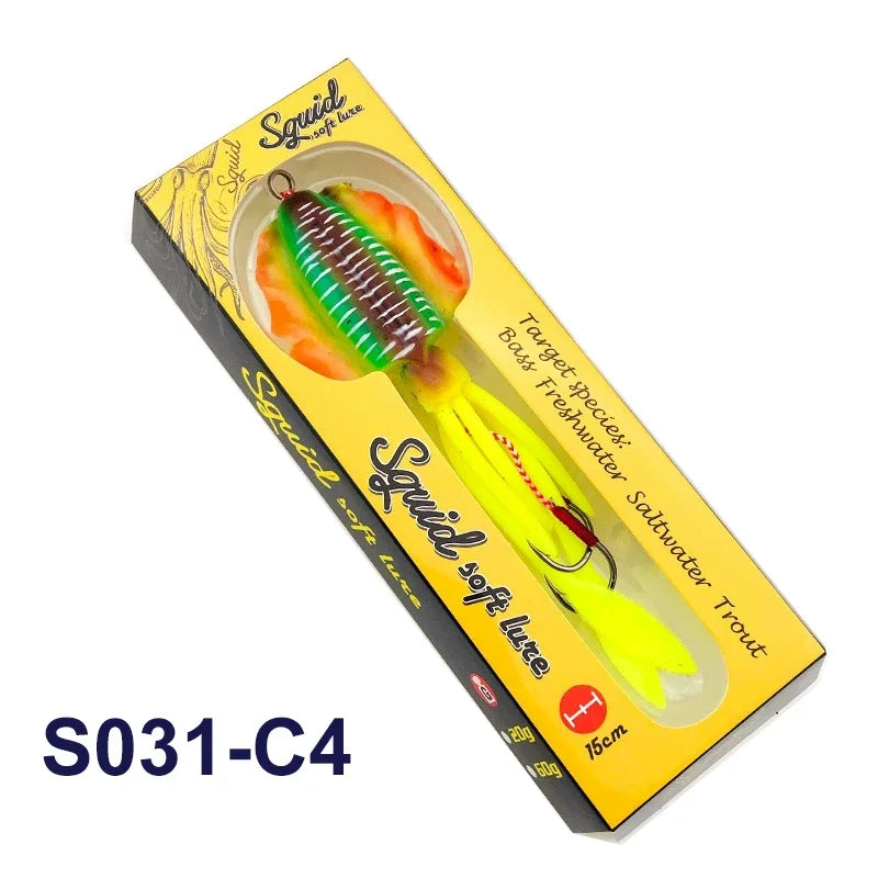 TEASER Silicone Fishing Lure - Luminous Octopus Squid Soft Bait Wobbler Jig for Sea Fishing
