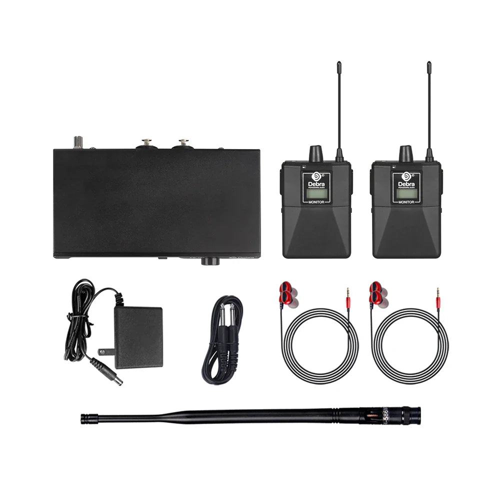 Debra ER102 UHF Wireless In-Ear Monitor System – Multiple Professional Transmitters for Small Concerts & Home Theater