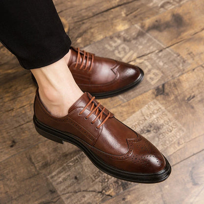 Men’s Classic Leather Brogue Dress Shoes - Formal Office, Wedding & Casual Business Shoes for Men
