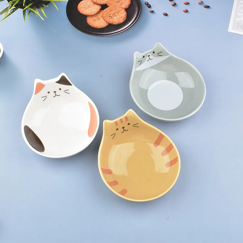 Cartoon Cat Face Ceramic Bowl — Cat-Shaped Salad, Dessert, and Rice Bowl for Kids, Home Kitchen Tableware