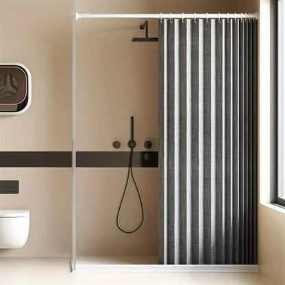 Foldable Waterproof Shower Curtain - Bathroom Partition with Hooks for Dry & Wet Separation