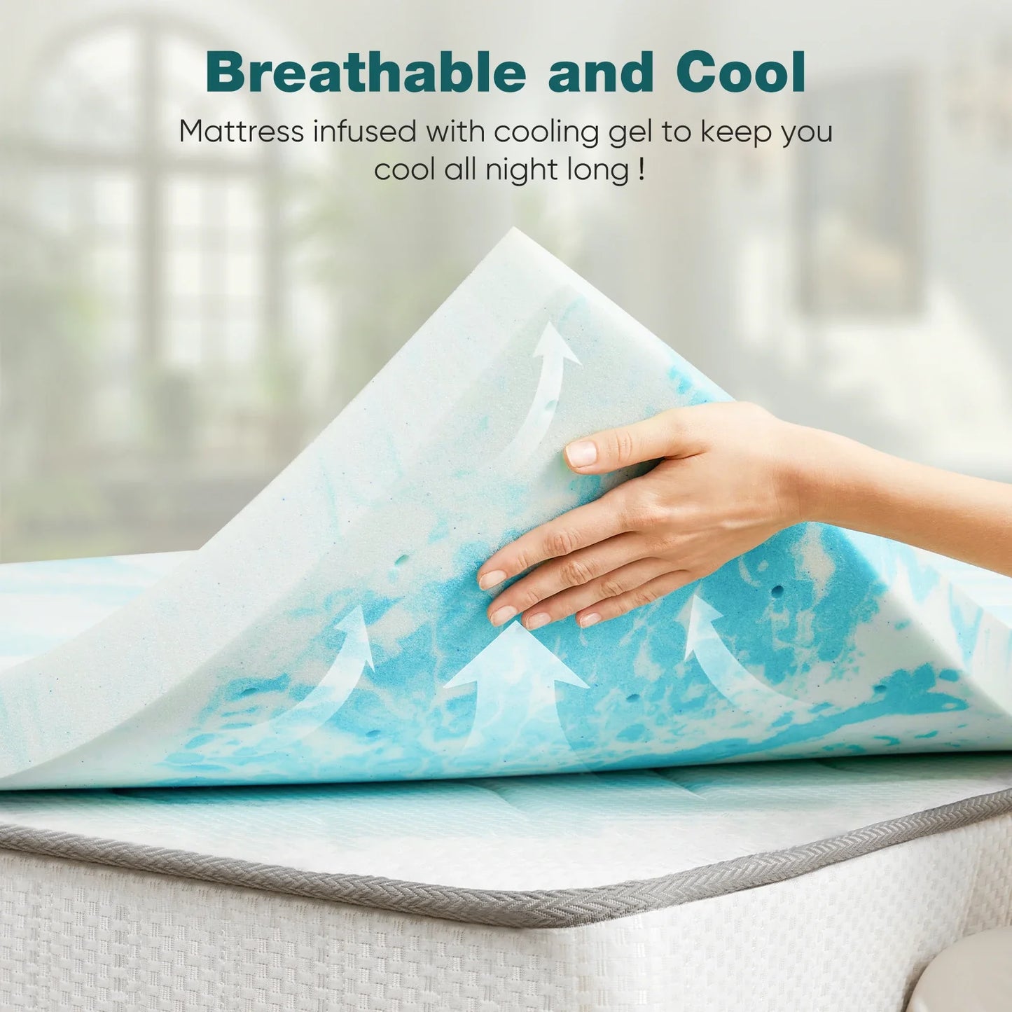 2-3 Inch Gel Memory Foam Mattress Topper - Full Size Cooling, Soft, and Breathable Bed Topper for School Bedroom