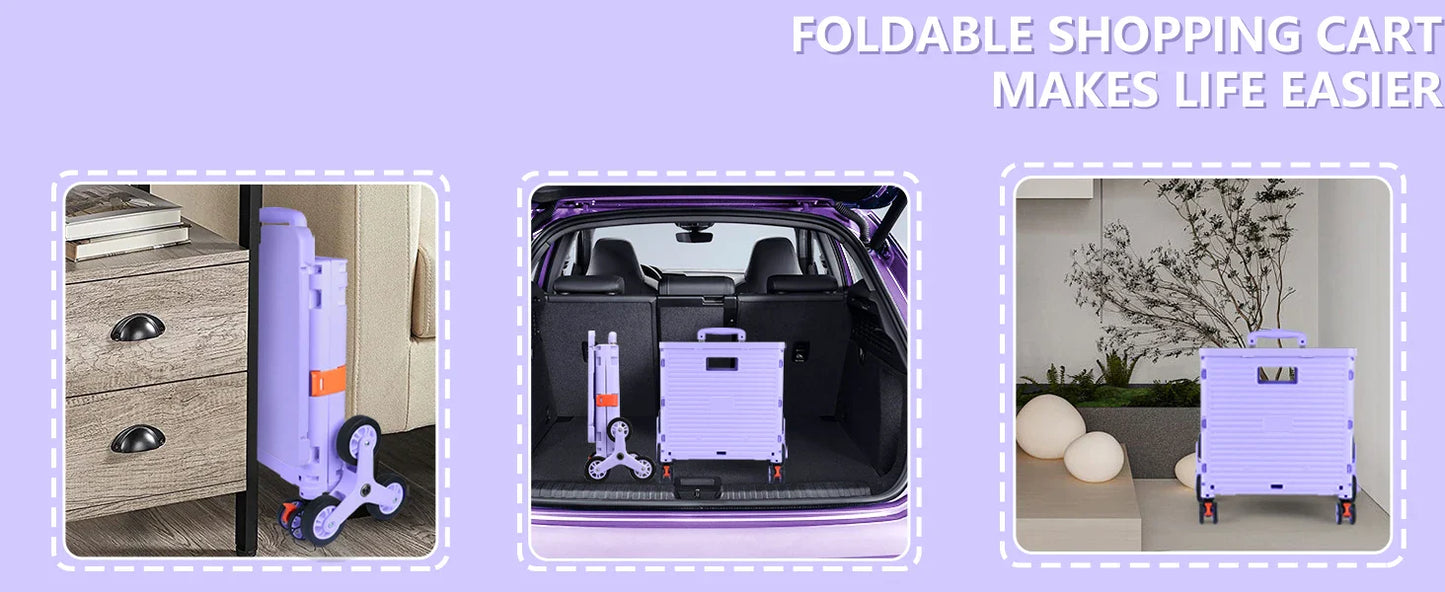 SELORSS Large Capacity Foldable Utility Cart — Portable Outdoor Shopping & Vegetable Basket Cart for Camping & Storage