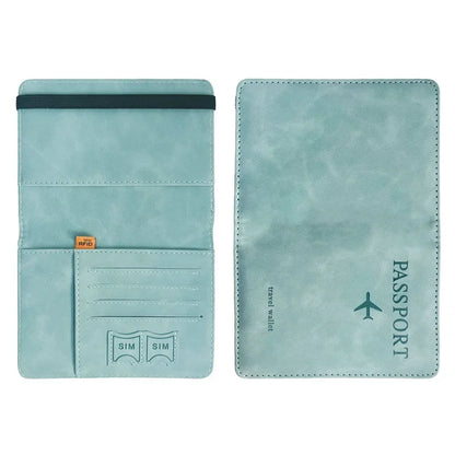 RFID Leather Passport Holder - Vintage Travel Wallet Case for Men & Women with ID and Card Storage
