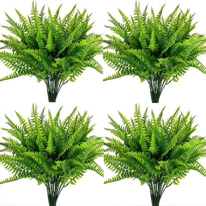 4–20 Pack Artificial Boston Fern Plants - UV-Resistant Faux Greenery for Home, Garden & Outdoor Decor