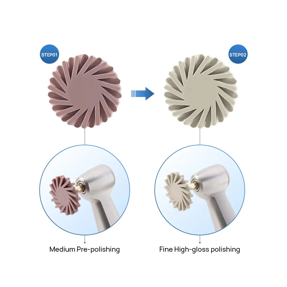 AZDENT Dental Composite Resin Polishing Disc Kit – Silicone & Diamond Wheel Burs, 2-Step Polishing