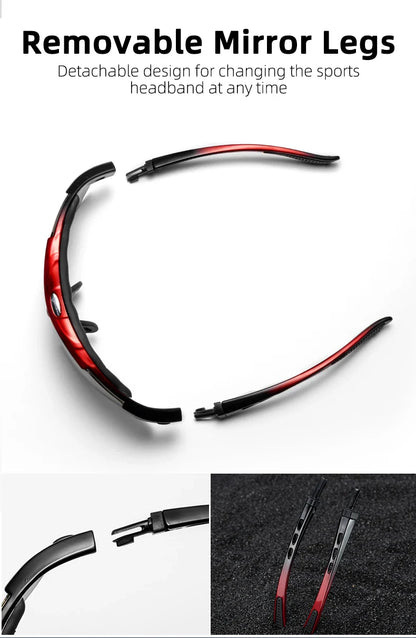 ROCKBROS Cycling Sunglasses — Polarized Photochromic MTB Sports Goggles with 5/3 Lenses