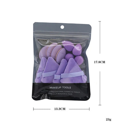 12PCS Mini Makeup Finger Puffs – Triangle & Water Drop Velvet Foundation Sponges Cosmetic Blender Set