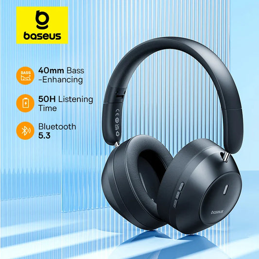 Baseus Bass 30 Max Wireless Headset - Bluetooth 5.3, Over-Ear Headphones, Bass-Enhancing 40mm Diaphragm, Ultra Low Latency, 50H Playtime