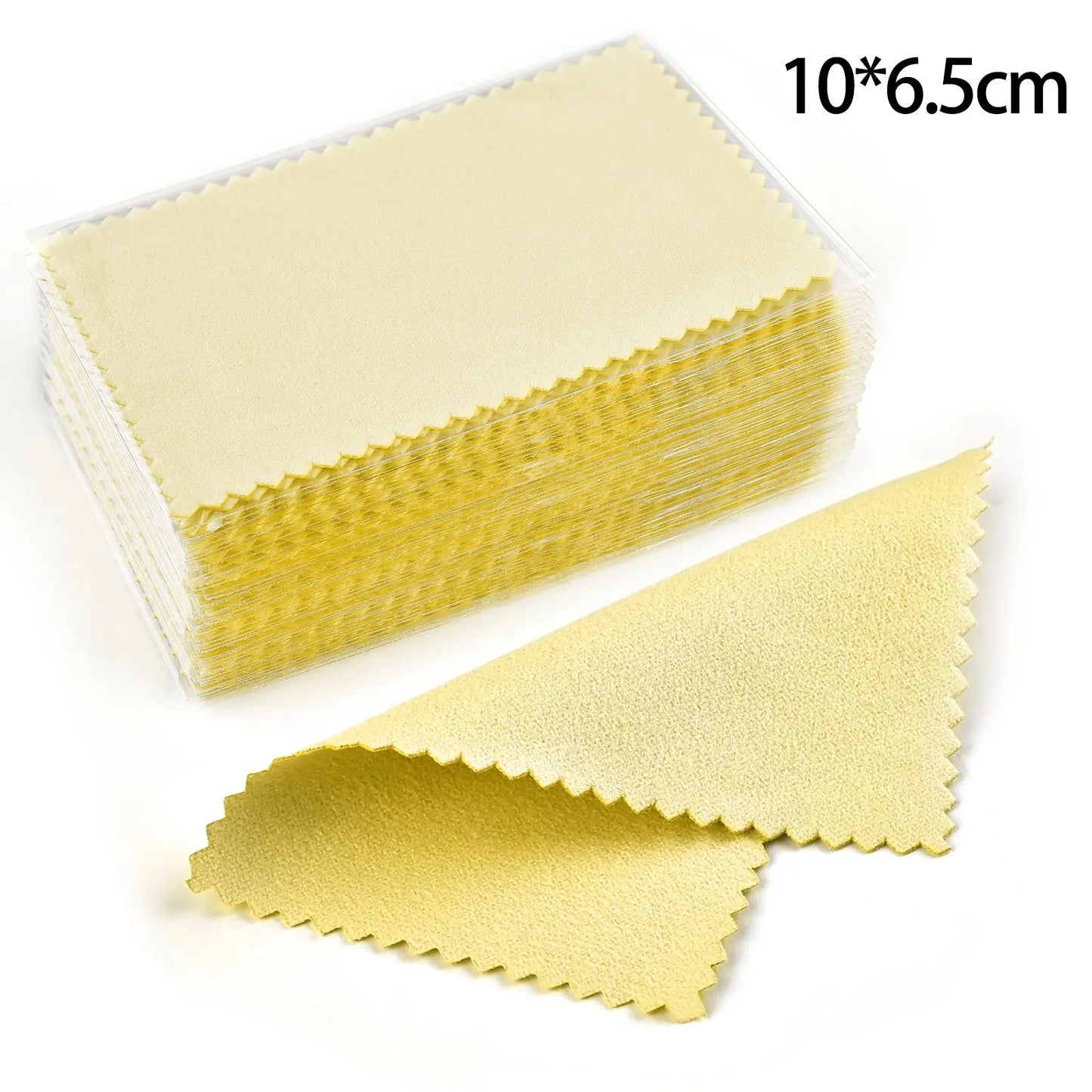 50pcs Silver Polishing Cloths 10x6.5cm & 8x8cm – Soft Cleaning Wipes for Necklaces, Rings & Jewelry Care