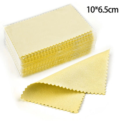 50pcs Silver Polishing Cloths 10x6.5cm & 8x8cm – Soft Cleaning Wipes for Necklaces, Rings & Jewelry Care