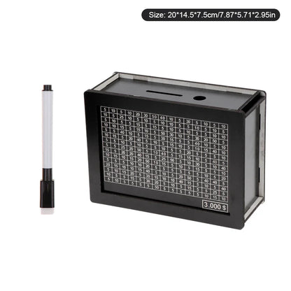 USD Black Reusable Piggy Bank with Money Goal Counter - DIY Savings Box to Build Good Habits