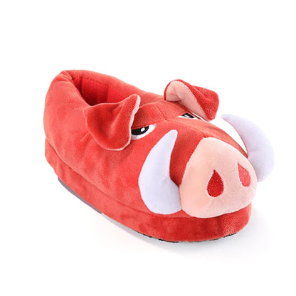 Winter Dinosaur Cotton Slippers for Women — Cartoon T-Rex Plush Velvet Home Slippers, Warm & Non-Slip Floor Shoes