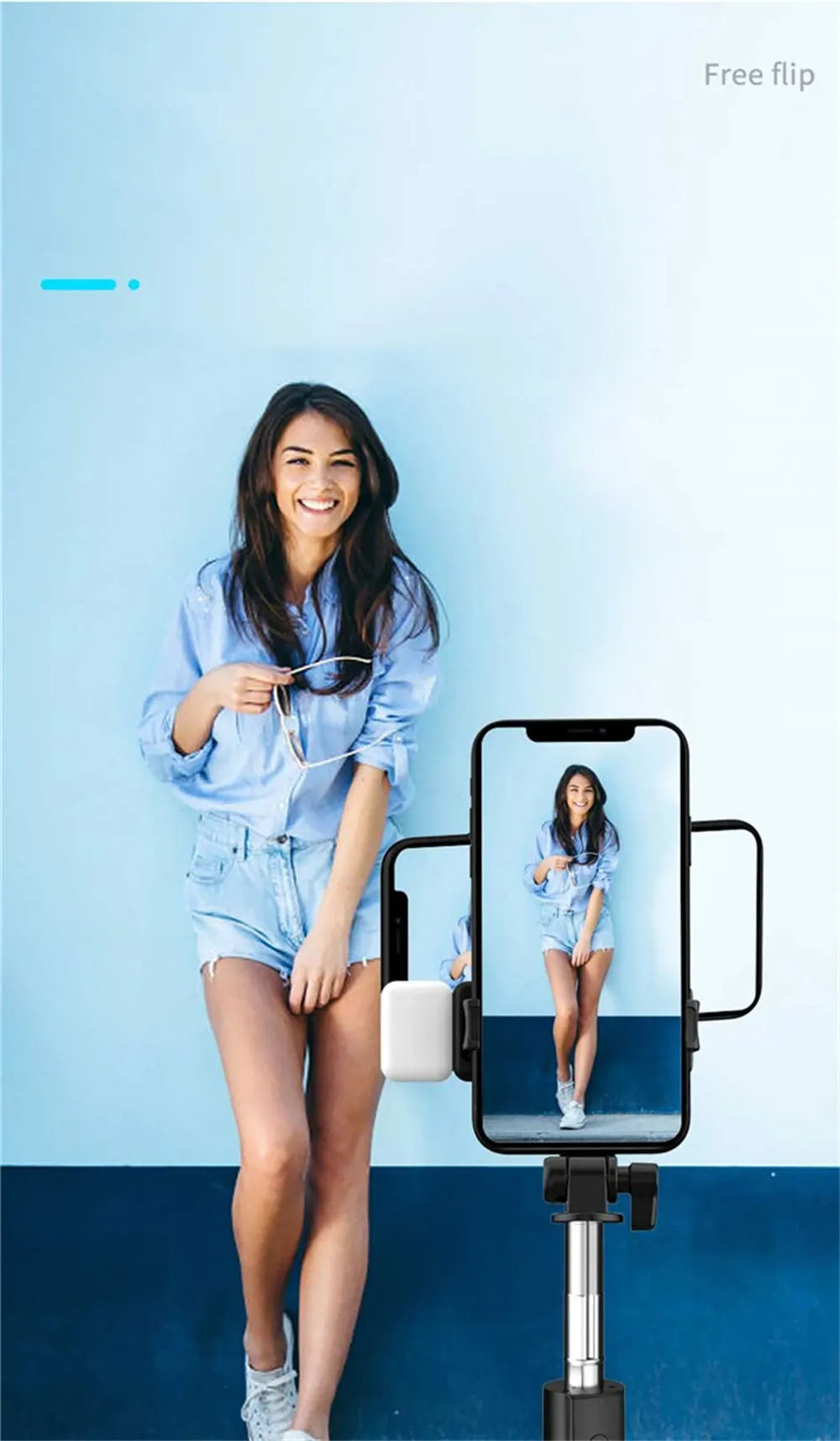 Portable Bluetooth Selfie Stick Tripod with Remote Shutter & Fill Light – Extendable Wireless Phone Stand