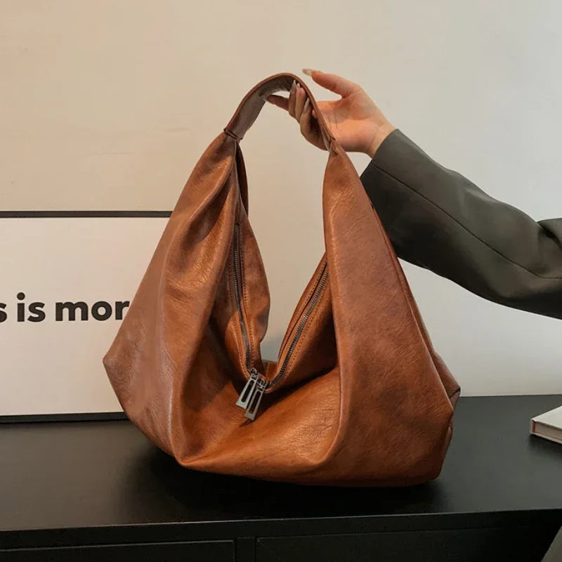 Women’s Large Black Hobo Shoulder Bag – Soft Leather Crossbody Shopper Tote Handbag for Travel & Everyday Use