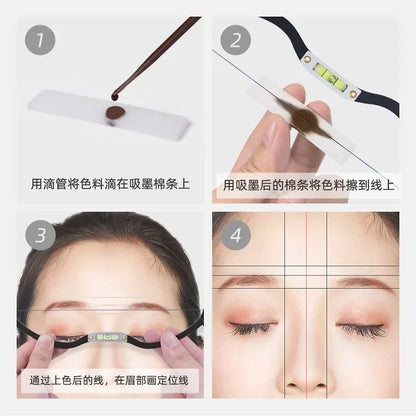 Pre-Inked Eyebrow Ruler & Brow Measuring String — Microblading Permanent Makeup Bow & Arrow Line Tattoo Guide