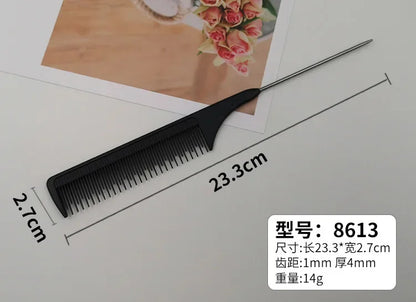 Professional Stainless Steel Hair Tail Comb – Fine Teeth Salon Styling Comb, Spiked Hair Care Tool for Barbers