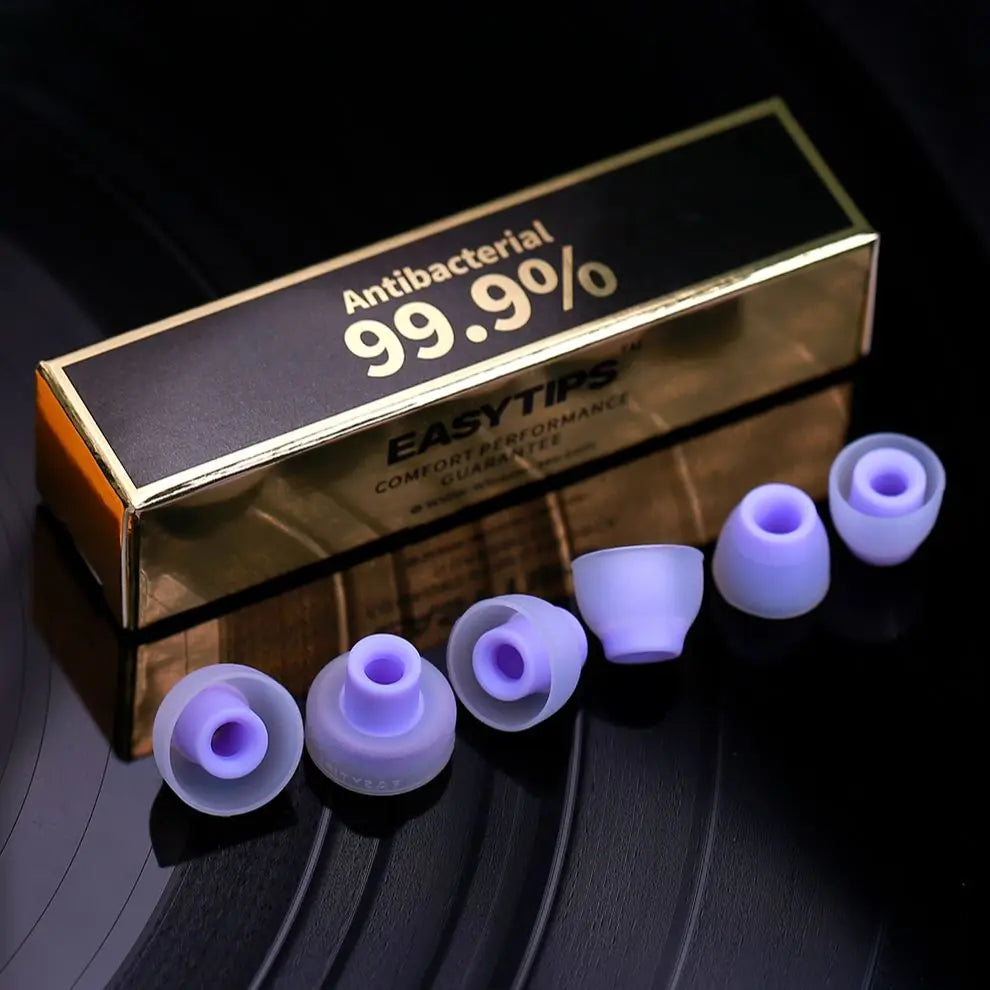 Whizzer Easytips ET100AB Antibacterial Silicone In-Ear Eartips – Straight Tube, S/M/L Sizes, 3 Pairs in 1 Box