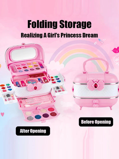Princess Kids Makeup Kit for Girls – Washable Pretend Play Cosmetic Set with Mirror, Non-Toxic & Safe Birthday Gift M714