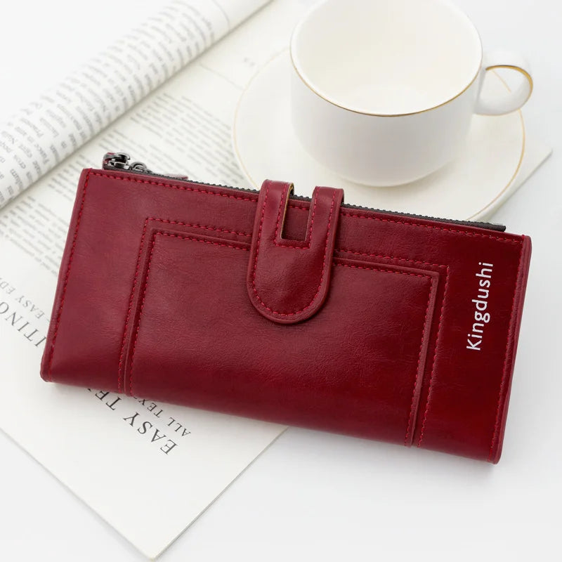 Stylish Women's Long Wallet - European & American Fashion Phone Bag - PU Leather Multi-Card Holder