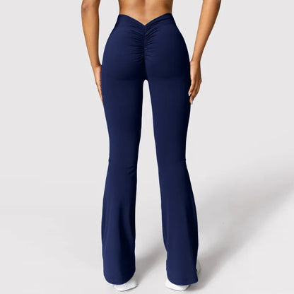 Women's V-Back High Waist Leggings - Push Up Gym & Casual Stretch Fitness Pants