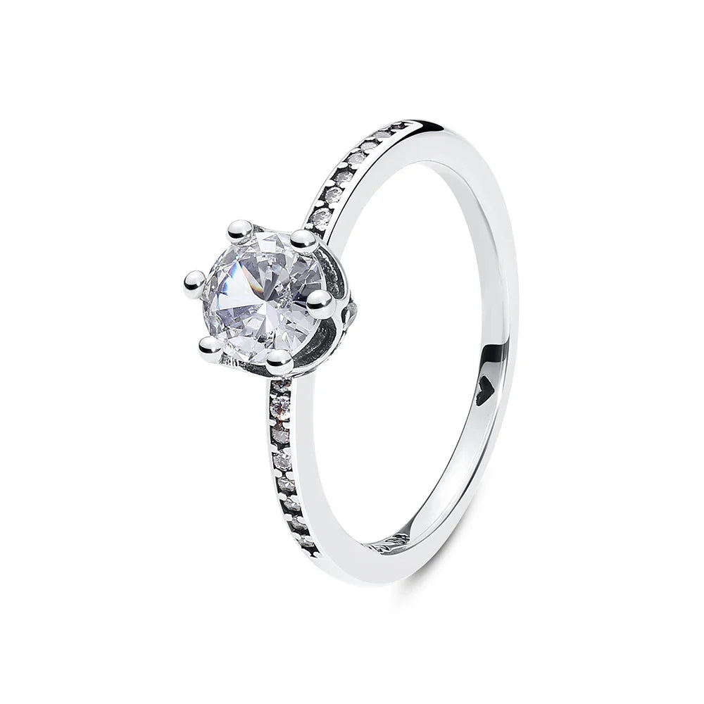 925 Sterling Silver Women’s Ring – Crown, Heart & Wishbone Design with Crystal, Rose Gold Engagement & Wedding Jewelry