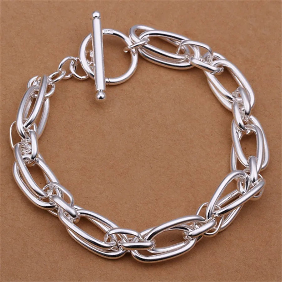 Hot Sale 925 Sterling Silver Solid Chain Bracelet — Charm Fashion Jewelry for Women & Men, Party, Wedding Gift