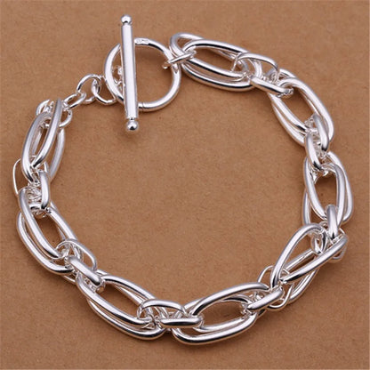 Hot Sale 925 Sterling Silver Solid Chain Bracelet — Charm Fashion Jewelry for Women & Men, Party, Wedding Gift
