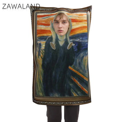Mona Lisa & The Scream Art Cosplay Costume - Funny Halloween Carnival Sponge Suit for Adults & Kids