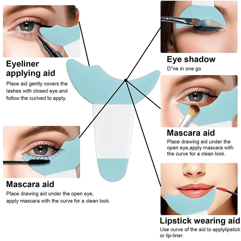 Silicone Eyeliner Stencil Kit - Multi-Use Makeup Guide for Wing Tips, Mascara, Lipstick & Face Cream Application, Beauty Tool
