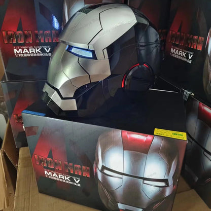 1:1 Iron Man Helmet Mk5 to Mk50 – Avengers War Machine Cosplay with Electric Open/Close, English Voice & Remote Control, Christmas Gift Toy