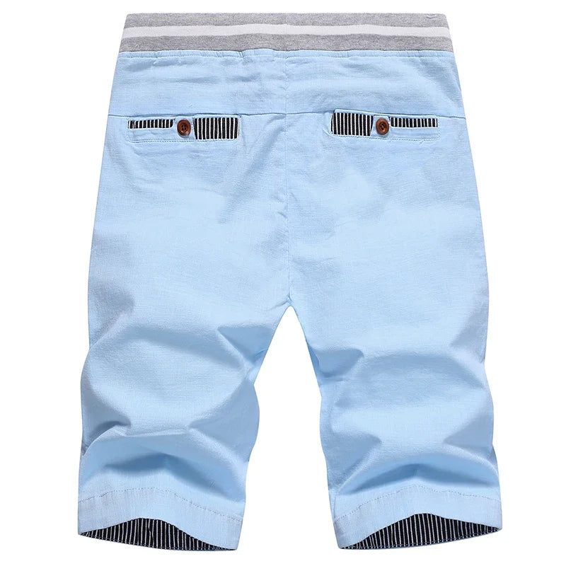 Men’s 2024 Summer Cotton Shorts – Casual Boardshorts with Drawstring Elastic Waist Beach Bermuda