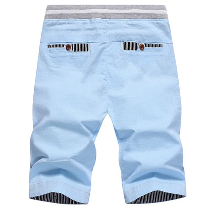 Men’s 2024 Summer Cotton Shorts – Casual Boardshorts with Drawstring Elastic Waist Beach Bermuda