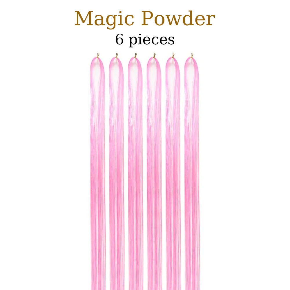48-Inch Hair Tinsel Kit – 1200 Strands, 12 Colors Sparkling Fairy Hair Extensions with Tool
