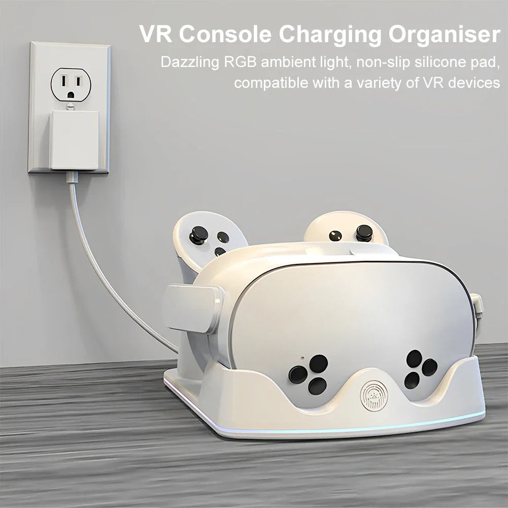 Meta Quest 3S Charging Dock – Fast VR Headset Station with RGB Light & Controller Holder for Quest 3S/3/2