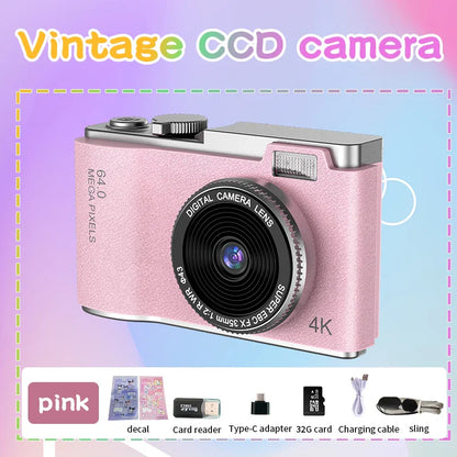 4K Digital Camera – 64MP Photography & Video Camcorder for Kids, Adults & Beginners | Rechargeable with 2.4 Inch Screen