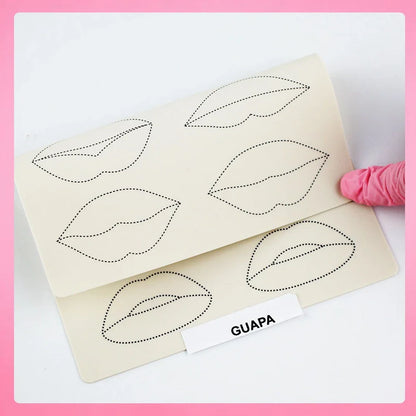 1mm Thick Double-Sided Lip Practice Skin — Microblading & PMU Stencil for Permanent Makeup Tattoo Artists
