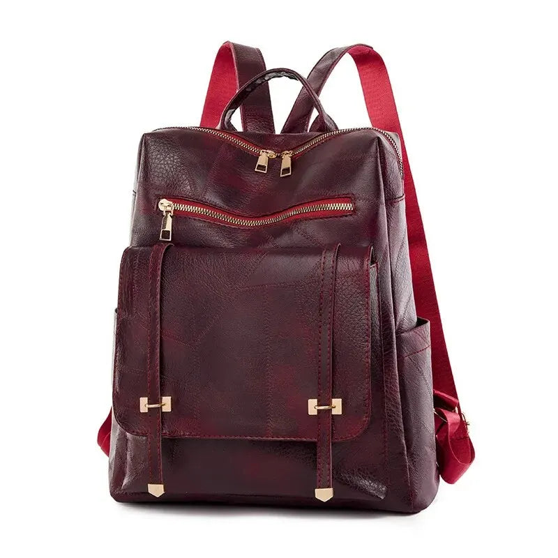 Vintage Women's Leather Backpack - Large Capacity, Daily Commute and Travel Bag, Perfect for Shopping