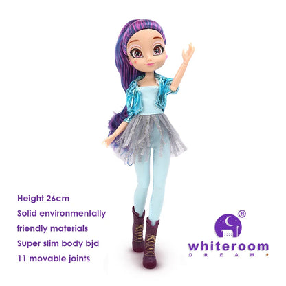 26cm BJD Doll for Girls – Purple Hair Fashion Princess with Big Eyes & Accessories Gift