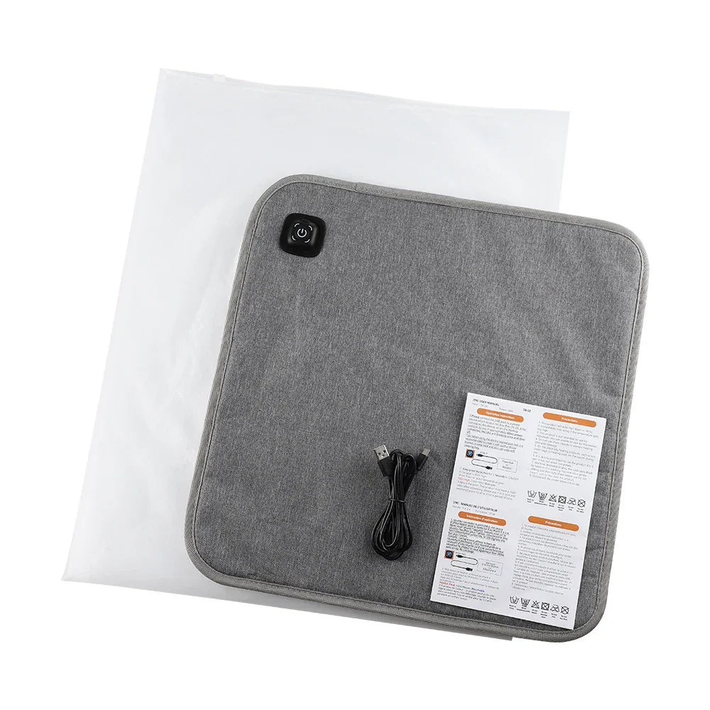 Electric Heated Seat Cushion 43x43cm / 43x90cm – 3-Temperature Adjustable Heating Mat for Office, Camping & Chair Backrest
