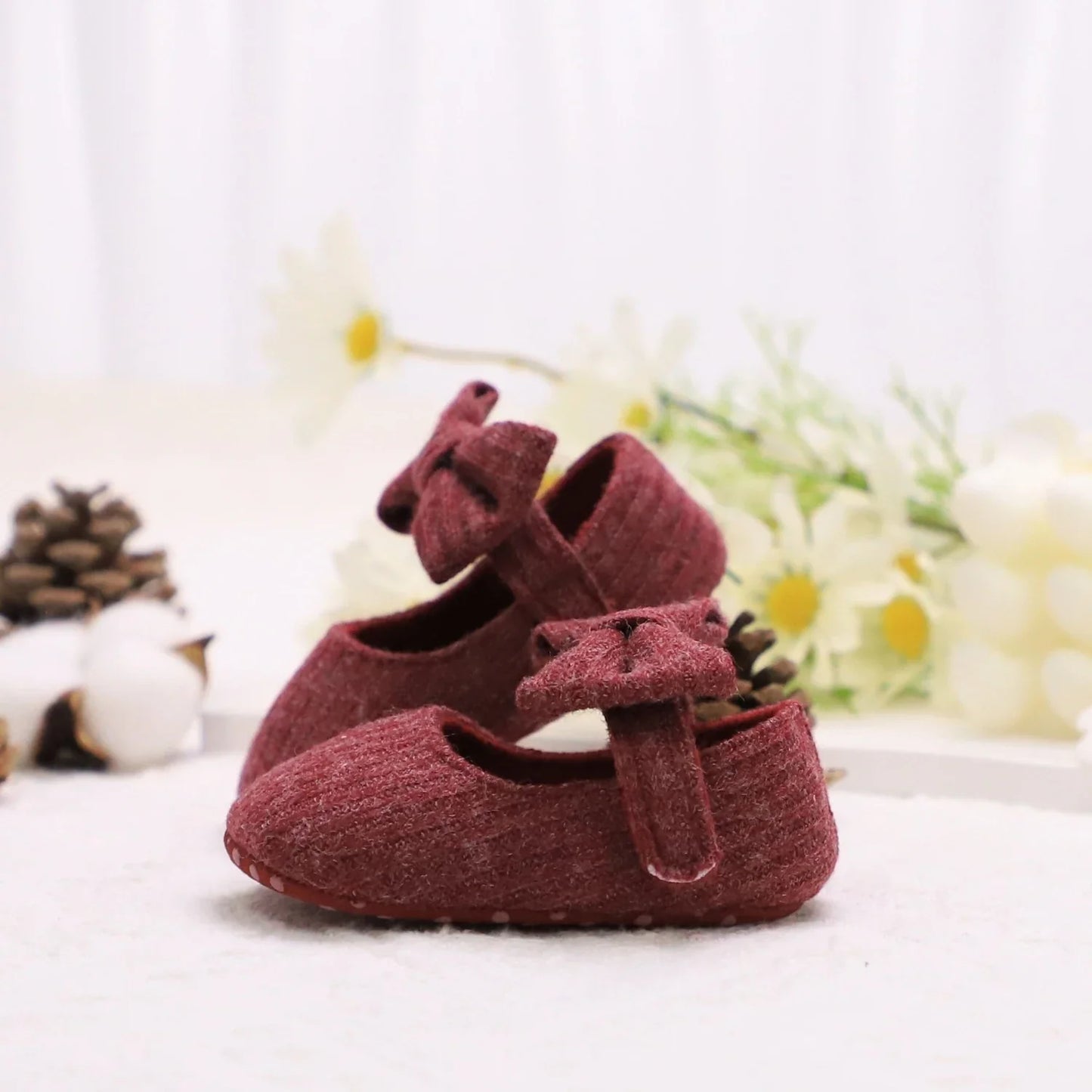Adorable Bowknot Mary Jane Baby Girl Shoes — Lightweight Non-Slip Soft Sole for Indoor & Outdoor Walking