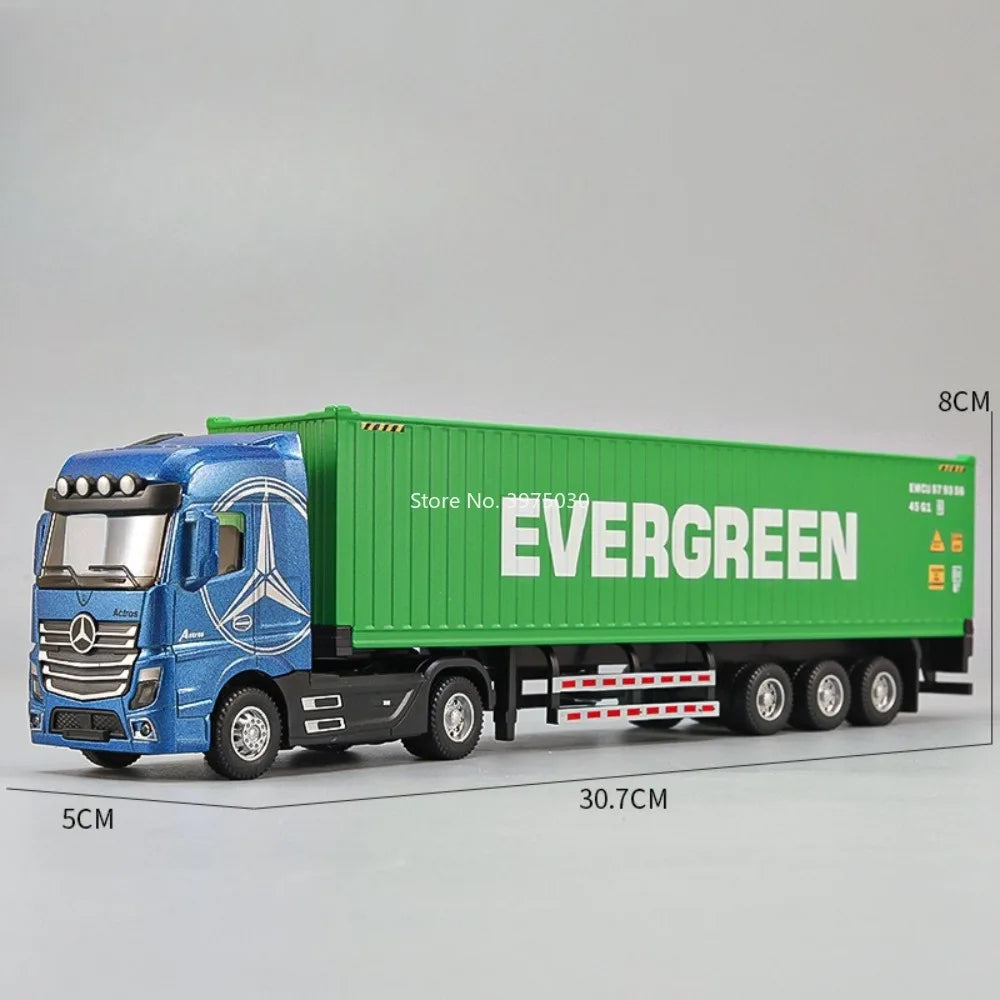 1:50 Diecast Transport Truck Model — Alloy Container Trailer with Doors, Light & Sound, Miniature Toy Gift for Kids