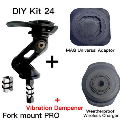 Customized Bicycle & Motorcycle Phone Holder — Fork Stem Handlebar Mount with Dampeners, Brake & Clutch V2 Adaptor
