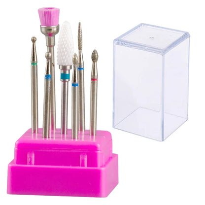 7pcs Nail Art Tungsten Steel Milling Cutter Set - Ceramic Nail Drill Bits for Electric Nail Machine & Pedicure Tool Accessories